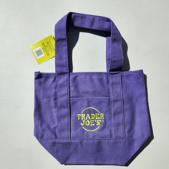 NEW Trader Joe's Purple Mini Tote Trick or Treat Canvas Bag Halloween Trader Joe - Picture 6 of 9